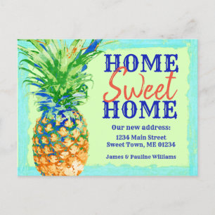 Tropische Ananas Zuhause Sweet Zuhause Moving Ankündigungspostkarte