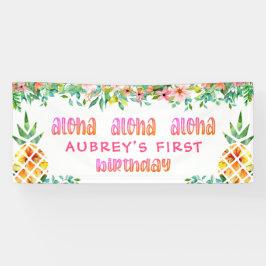Tropische Ananas zum ersten Geburtstag Banner