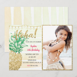 Tropische Ananas zum Geburtstag Einladung mit Foto