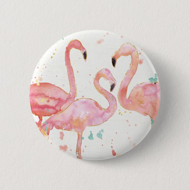 Tropische | Ansammlung der Flamingos Button (Vorderseite)