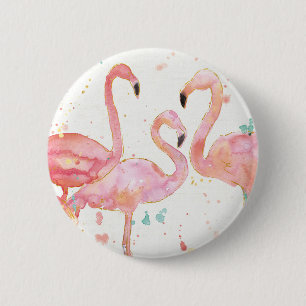 Tropische   Ansammlung der Flamingos Button