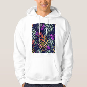 Tropische Aquarell-Blätter, abstrakter Splash. Hoodie
