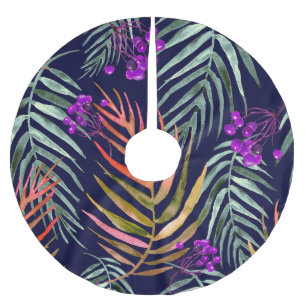 Tropische Aquarell-Blätter, abstrakter Splash. Polyester Weihnachtsbaumdecke