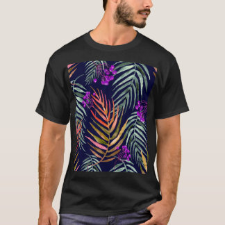 Tropische Aquarell-Blätter, abstrakter Splash. T-Shirt