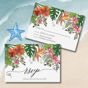 Tropische Aquarell-Hawaiianische Blumenhochzeit RS RSVP Karte