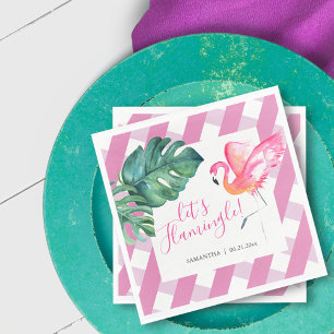 Tropische Aquarell-Rosa-Flamingo-Servietten Serviette