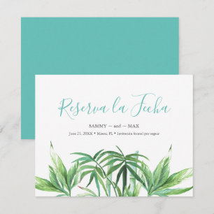 Tropische Aquarellblätter Save the Date