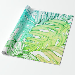 Tropische Aquarellfarbe Pastel Monstera Geschenkpapier