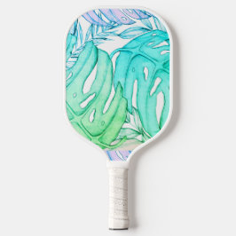 Tropische Aquarellfarbe Pastel Monstera Pickleball Schläger