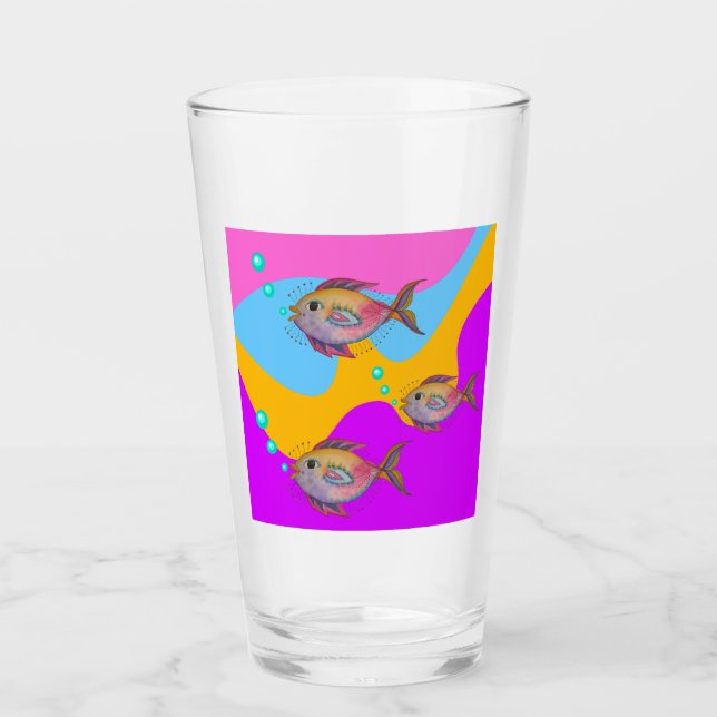 Tropische Aquarellfische Glas (Vorderseite)