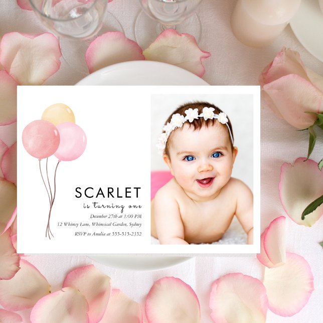 Tropische Ballons Einladung zum ersten Geburtstag (Von Creator hochgeladen)