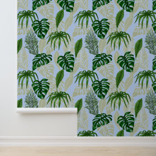 Tropische Banane, Palme & Monstera-Blätter Koralle Tapete