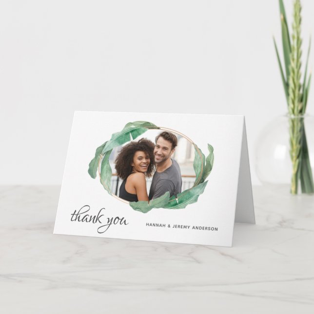 Tropische Bananen-Blätter Vielen Dank mit Foto Dankeskarte (Vorderseite)