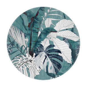 Tropische Bananen Monstera: Modisch, nahtlos. Schneidebrett
