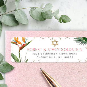Tropische Bat Mitzvah Goldene Palme Aquarell Adres