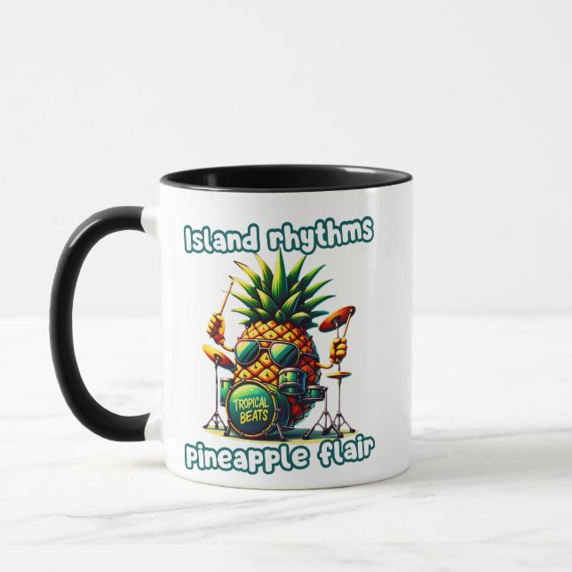Tropische Beats Ananas Drummer Vibe Tasse (Links)