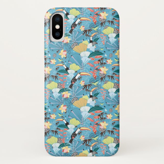 Tropische Beschaffenheit mit Toucans und Kolibris Case-Mate iPhone Hülle (Rückseite)