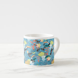 Tropische Beschaffenheit mit Toucans und Kolibris Espressotasse