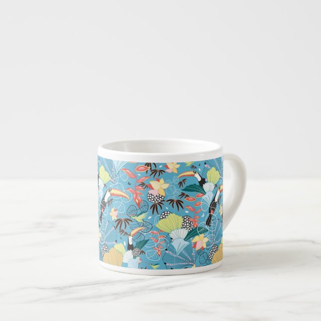 Tropische Beschaffenheit mit Toucans und Kolibris Espressotasse (Vorderseite Rechts)