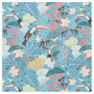 Tropische Beschaffenheit mit Toucans und Kolibris Stoff
