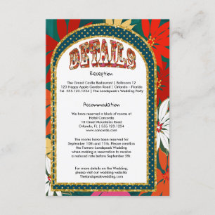 Tropische Big Blume & Arch Wedding Details Begleitkarte