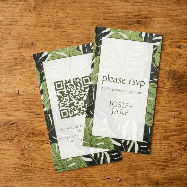 Tropische bitte UAWG Bold & Modern Green Jungle Begleitkarte (Tropical please RSVP Bold & Modern Green Jungle Enclosure Card.)