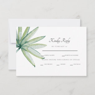 Tropische Blatt-Dinner-Optionen Weiß RSVP Karte