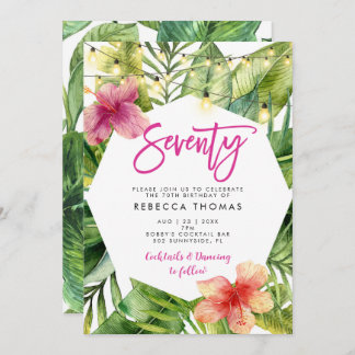 Tropische Blätter 70 Geburtstagsparty Einladung