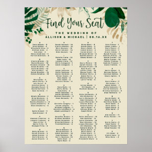 Tropische Blätter Alphabetische Hochzeitssattelkar Poster