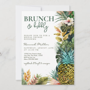 Tropische Blätter Ananas Brautparty Brunch Einladung