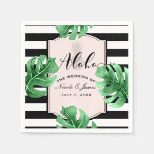 Tropische Blätter & Ananas Elegante Hochzeit Serviette