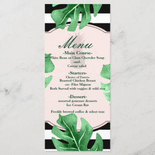 Tropische Blätter & Ananas Elegantes Hochzeitsmenü Menükarte