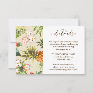 Tropische Blätter Ananas Hawaiianische Hochzeiten Einladung