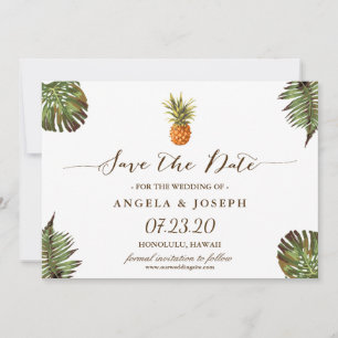 Tropische Blätter Ananas Hochzeit speichern das Da Save The Date