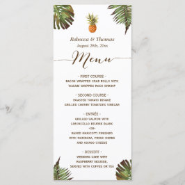Tropische Blätter Ananas Luau Styled Wedding Menu Menükarte