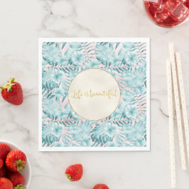 Tropische Blätter Aqua Gold Serviette