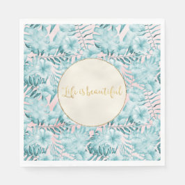 Tropische Blätter Aqua Gold Serviette