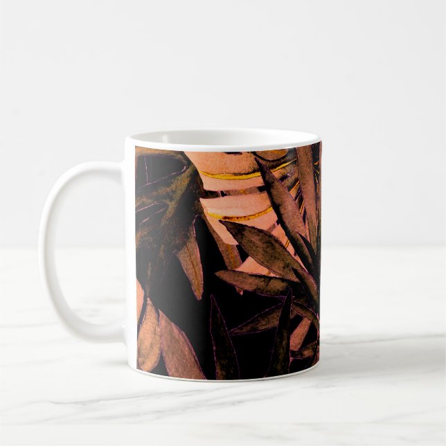 Tropische Blätter Aquarell, nahtlose Badebekleidun Kaffeetasse (Links)