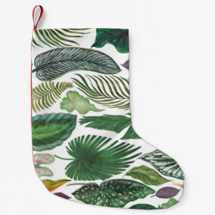 Tropische Blätter: Aquarellfarbener Hintergrund Kleiner Weihnachtsstrumpf
