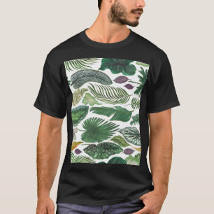 Tropische Blätter: Aquarellfarbener Hintergrund T-Shirt