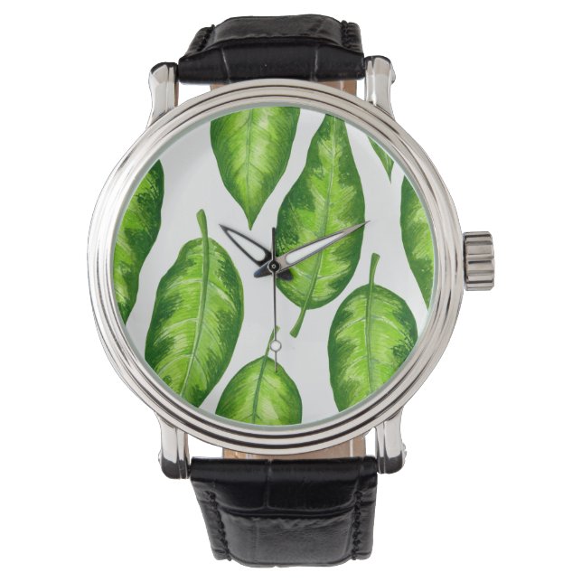 Tropische Blätter Armbanduhr (Vorderseite)