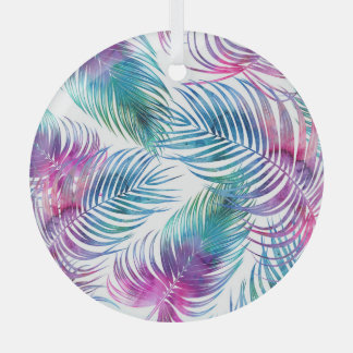 Tropische Blätter aus Palmen, Blumenmuster aus dem Ornament Aus Glas