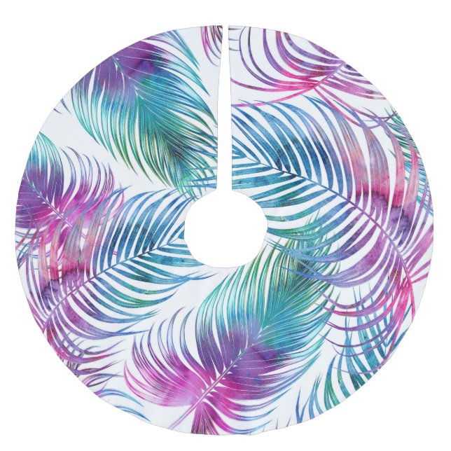 Tropische Blätter aus Palmen, Blumenmuster aus dem Polyester Weihnachtsbaumdecke (Vorderseite)