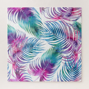 Tropische Blätter aus Palmen, Blumenmuster aus dem Puzzle