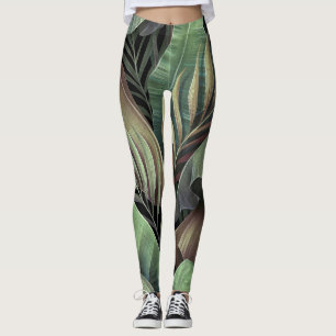 Tropische Blätter aus Palmen, handgezeichnet 3D-Il Leggings