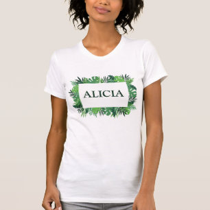 Tropische Blätter aus Palmen individuelle Name T-Shirt
