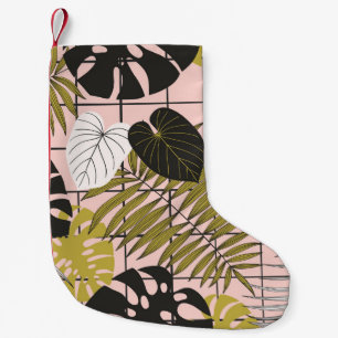 Tropische Blätter aus Palmen, stilvoller Sommer. Kleiner Weihnachtsstrumpf