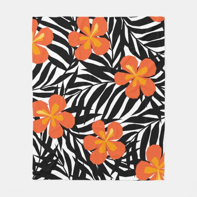 Tropische Blätter aus Palmen, Vintager Aperitif. Fleecedecke (Vorderseite)