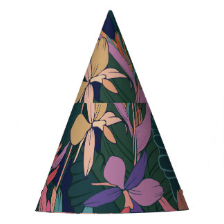 Tropische Blätter, Blume: Vintag ausgekleidet. Partyhütchen