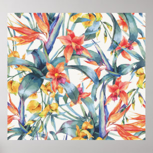 Tropische Blätter Blume Vintag botanisch Poster